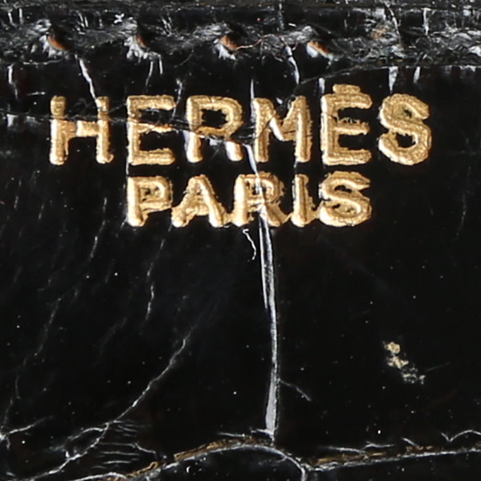 Hermès  Kelly 32 cm handbag  in black porosus crocodile - Detail D3