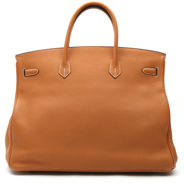 Bolso de mano Hermès  Birkin 40 cm en cuero togo color oro - Detail D8