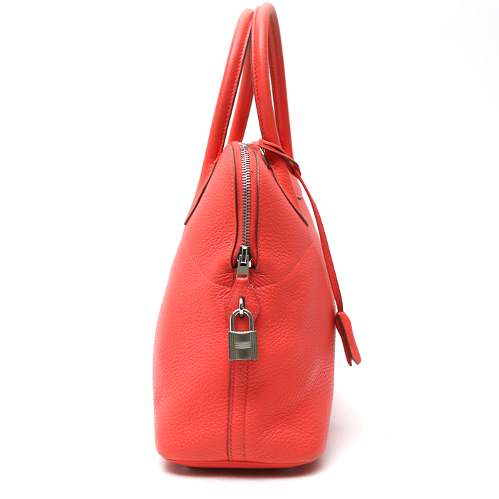Bolso de mano Hermès  Bolide en cuero togo coral - Detail D5