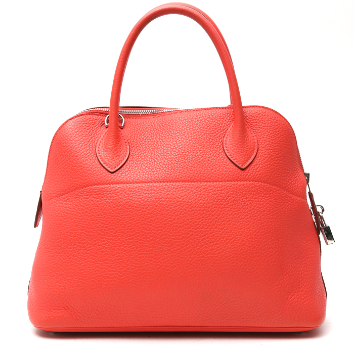 Hermès  Bolide handbag  in coral togo leather - Detail D7