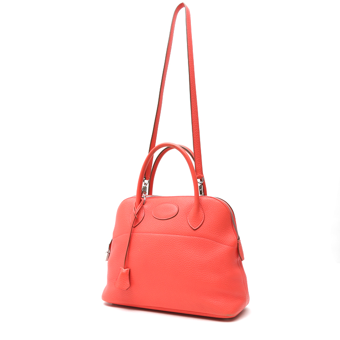 Bolso de mano Hermès  Bolide en cuero togo coral - Detail D8