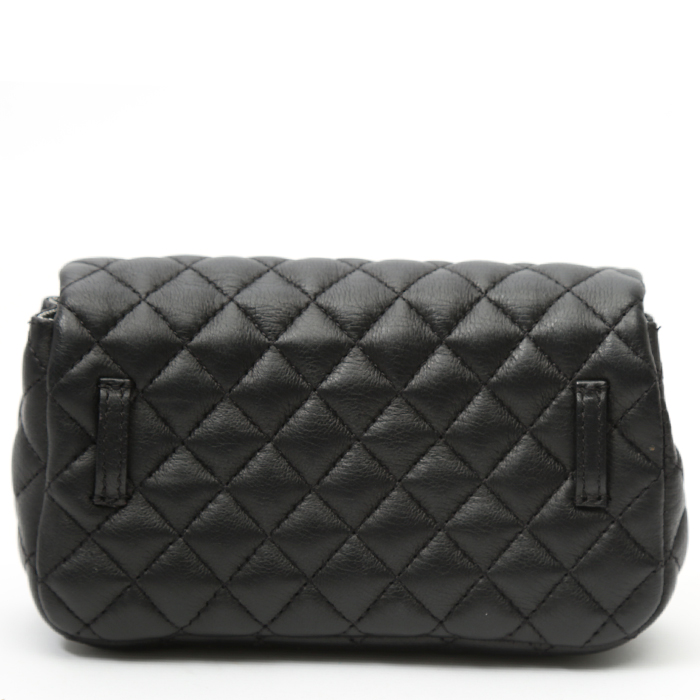 Pochette-ceinture Chanel Pochette en cuir matelassé noir - Detail D7