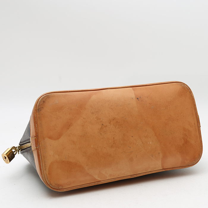 Sac à main Louis Vuitton  Alma petit modèle  en toile monogram marron et cuir naturel - Detail D4