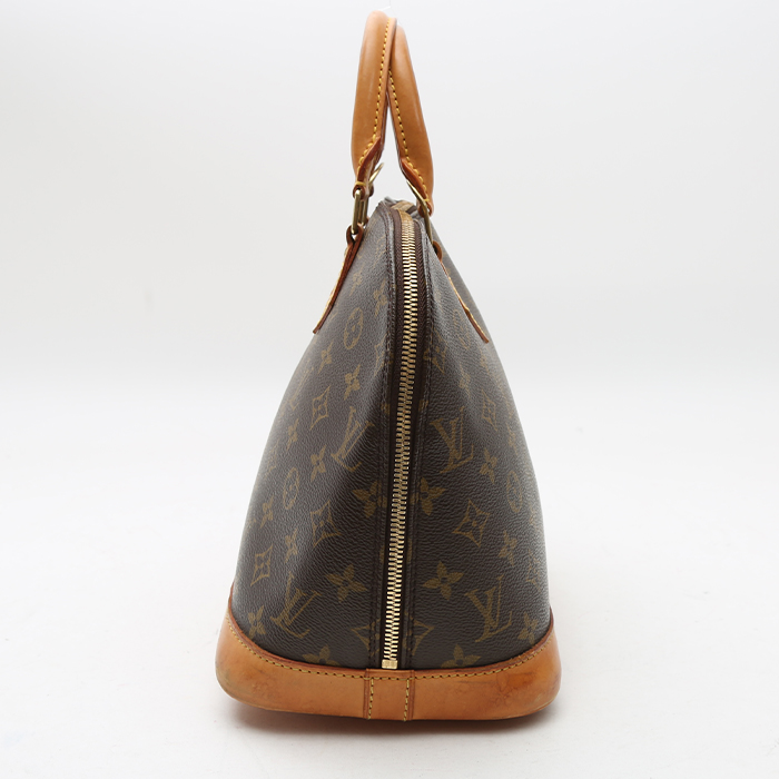 Bolso de mano Louis Vuitton  Alma modelo pequeño  en lona Monogram marrón y cuero natural - Detail D6
