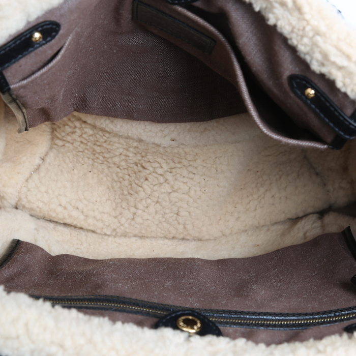 Bolso de mano Louis Vuitton  Editions Limitées en lona Monogram marrón y cuero negro - Detail D2