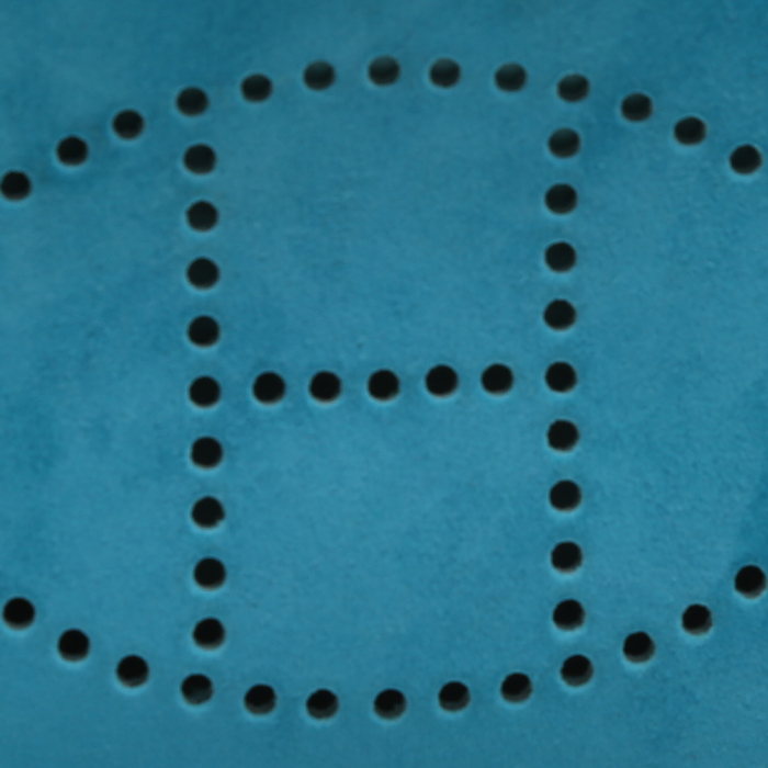 Borsa a tracolla Hermès  Mini Evelyne in pelle di vitello doblis blu - Detail D1