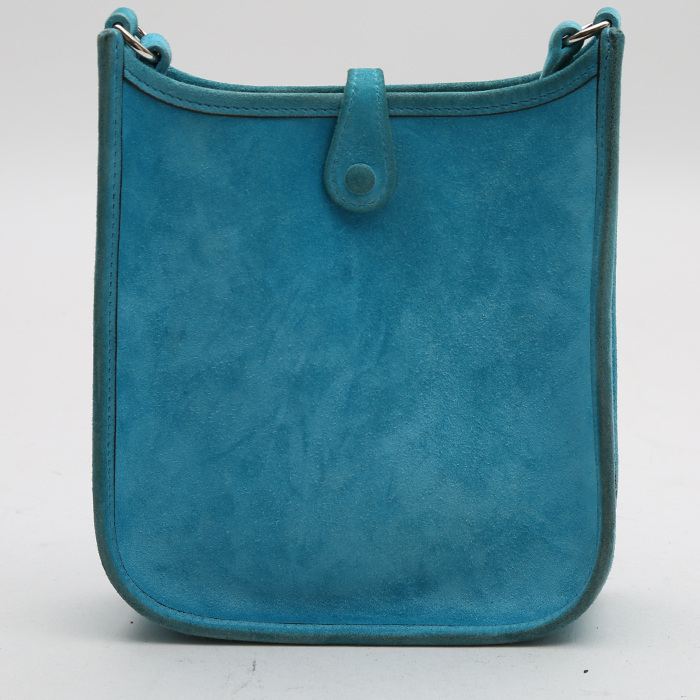 Sac bandoulière Hermès  Mini Evelyne en veau doblis bleu - Detail D7