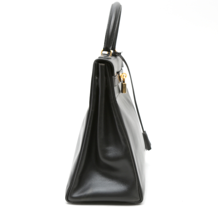 Bolso de mano Hermès  Kelly 35 cm en cuero box negro - Detail D6