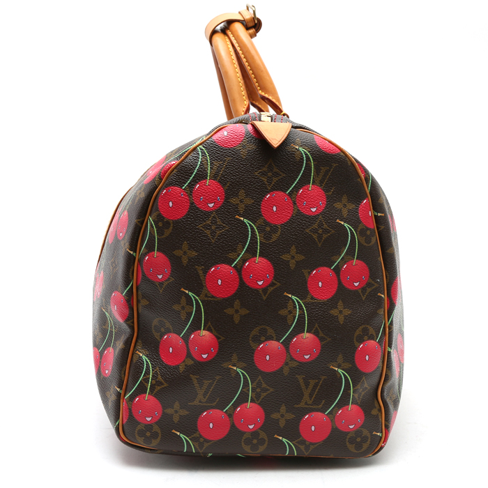 Sac de week end Louis Vuitton x Takashi Murakami  Keepall 45  Editions Limitées en toile monogram et cuir naturel - Detail D5