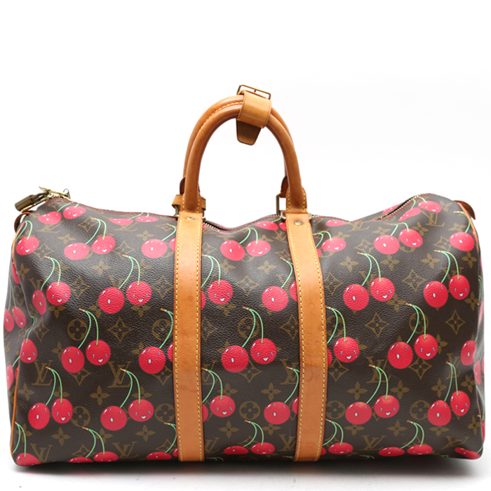 Louis Vuitton x Takashi Murakami  Keepall 45 Editions Limitées weekend bag  monogram canvas  and natural leather - Detail D7