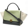 Celine  Trapeze medium model  handbag  in anthracite grey, beige and green leather - 00pp thumbnail