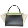 Celine  Trapeze medium model  handbag  in anthracite grey, beige and green leather - Detail D7 thumbnail
