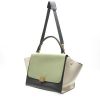 Celine  Trapeze medium model  handbag  in anthracite grey, beige and green leather - Detail D8 thumbnail