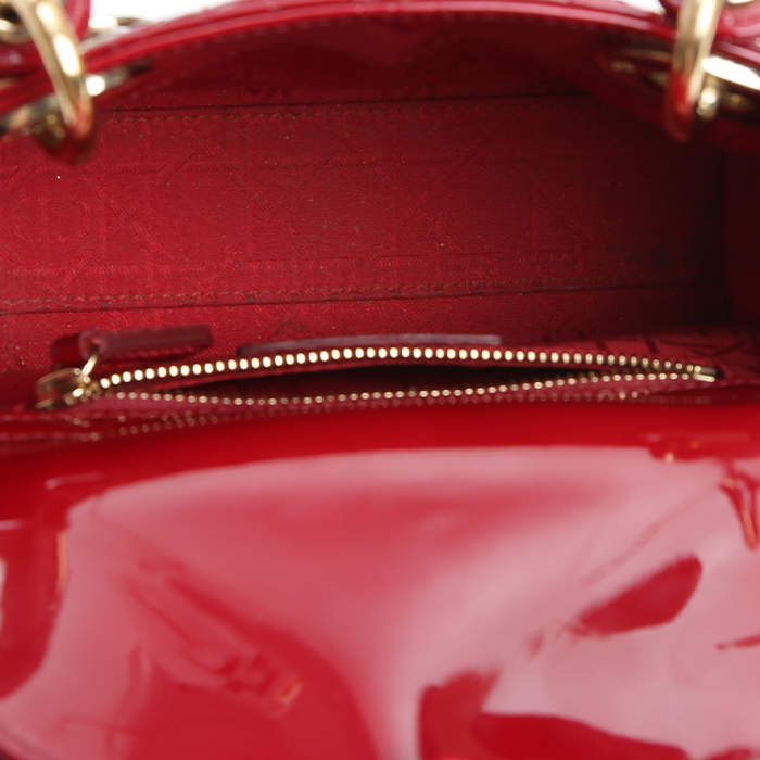 Borsa Dior  Lady Dior in pelle verniciata rossa - Detail D2