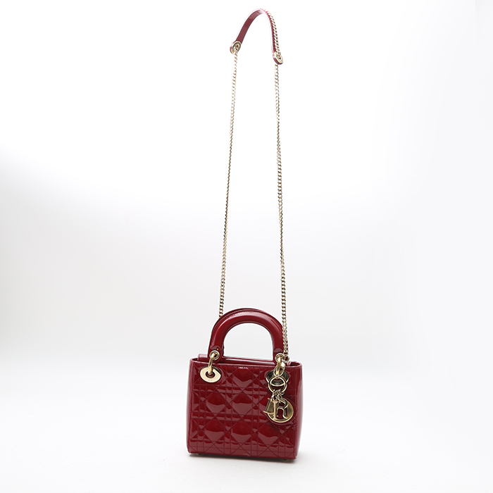 Borsa Dior  Lady Dior in pelle verniciata rossa - Detail D8