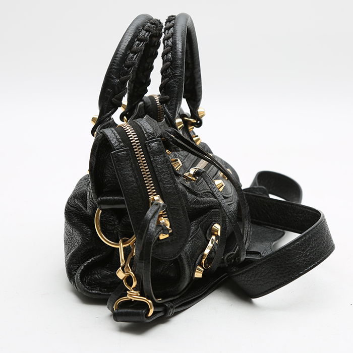 Bolso de mano Balenciaga  City modelo pequeño  en cuero negro - Detail D5