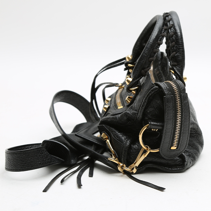 Balenciaga  City small model  handbag  in black leather - Detail D6