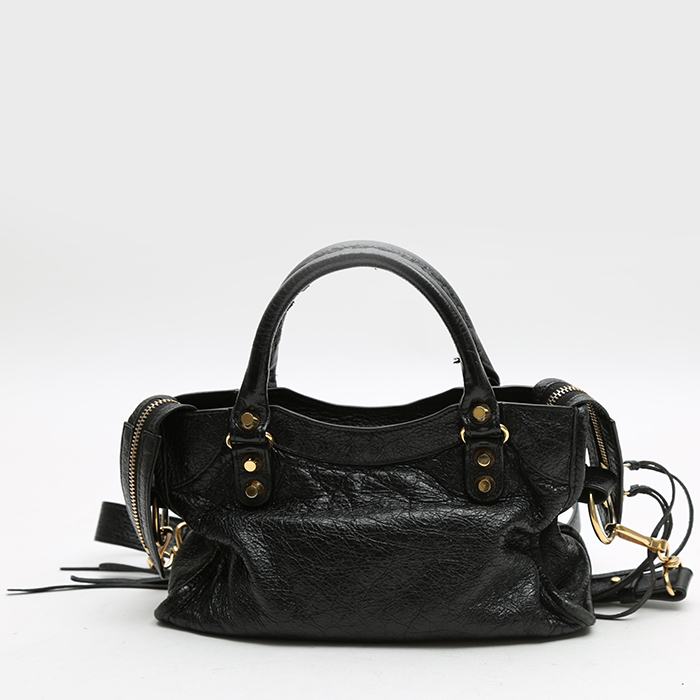 Sac à main Balenciaga  City petit modèle  en cuir noir - Detail D7