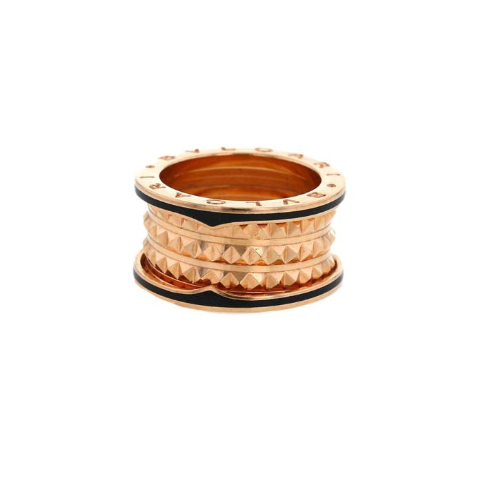 Sortija Bulgari B.Zero1 Rock modelo grande de oro rosa y cerámica