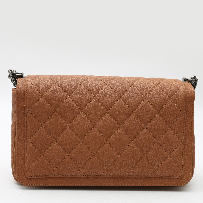 Borsa Chanel   in pelle martellata e trapuntata marrone - Detail D7