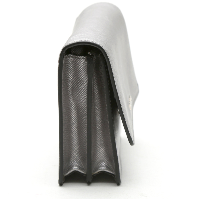Prada   shoulder bag  in silver leather saffiano - Detail D5