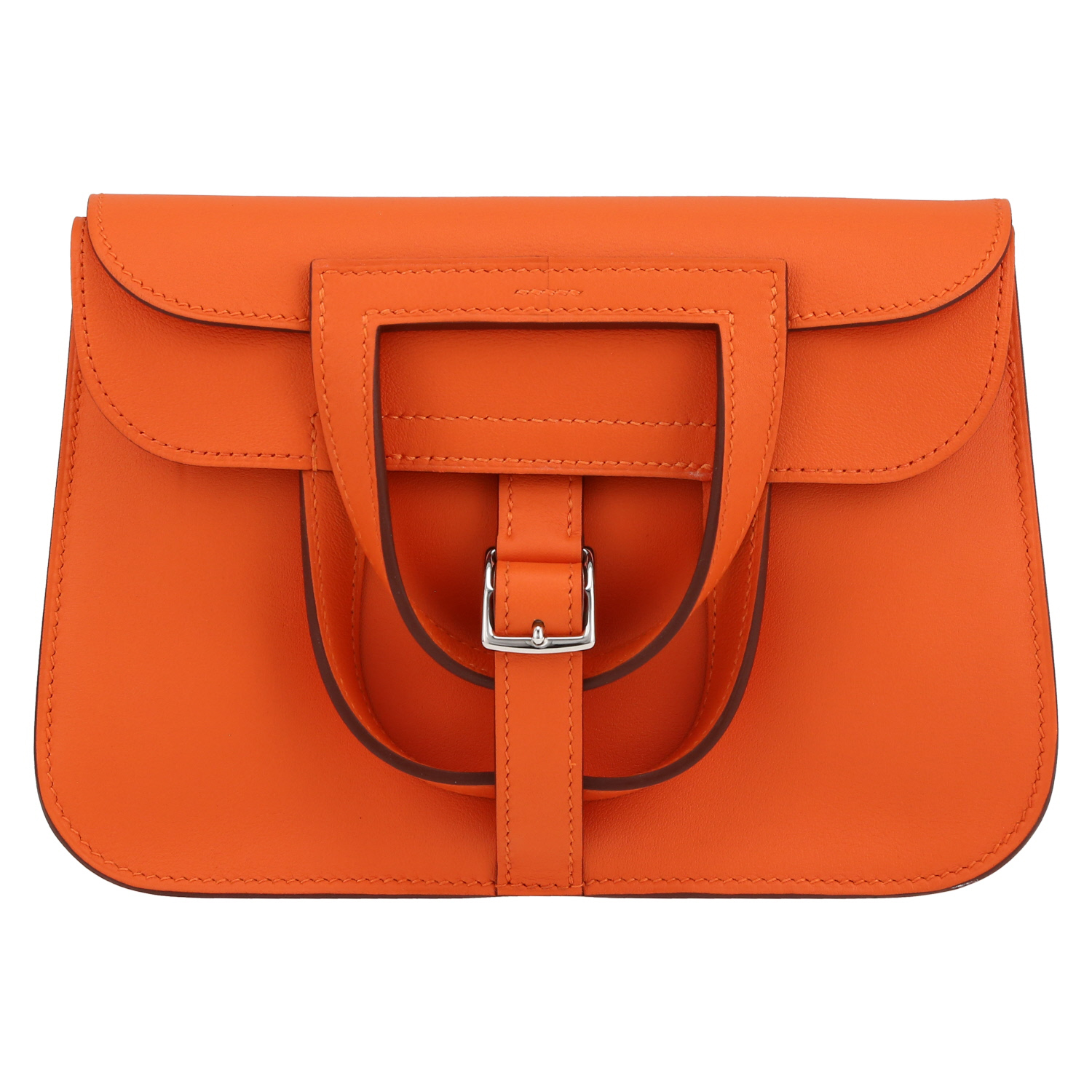 Borsa a tracolla Hermès  Halzan in pelle Swift arancione - Detail D2
