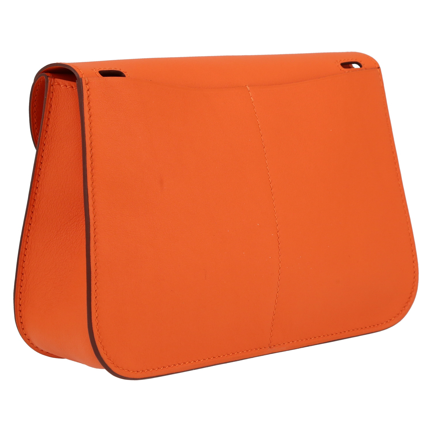 Borsa a tracolla Hermès  Halzan in pelle Swift arancione - Detail D6