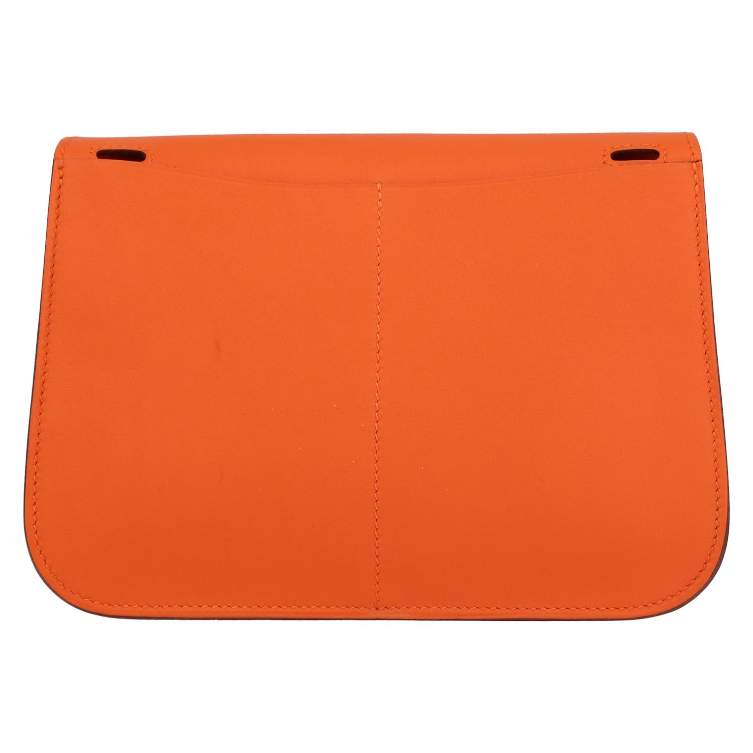 Hermès  Halzan shoulder bag  in orange Swift leather - Detail D7