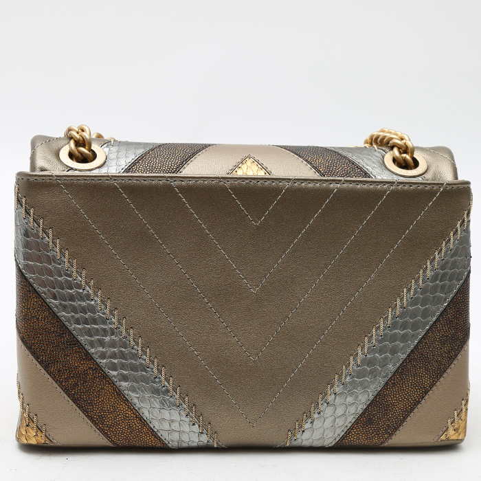 Borsa Chanel  Editions Limitées in pelle bronzo e pelle grigia - Detail D7