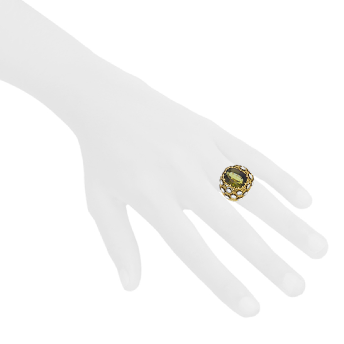 Buccellati 1960's ring in yellow gold, white gold, andalusite and diamonds - Detail D1