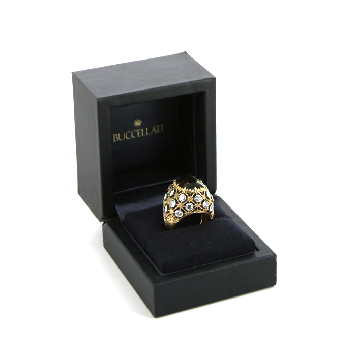 Buccellati 1960's ring in yellow gold, white gold, andalusite and diamonds - Detail D2