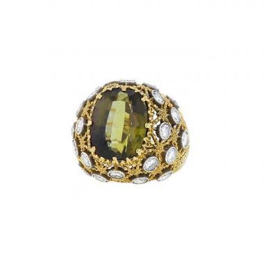Buccellati   1960's ring in yellow gold, white gold, andalusite and diamonds