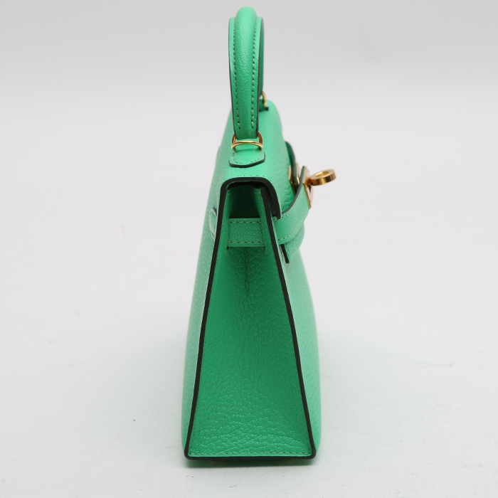 Borsa Hermès  Kelly 20 cm in pelle Mysore verde - Detail D5