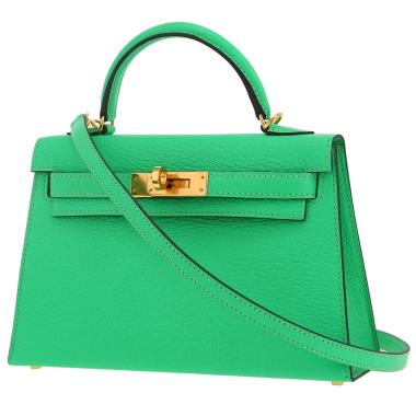 Borsa Hermès  Kelly 20 cm in pelle Mysore verde
