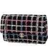 Borsa Chanel   in tweed nero, blu rosa e bianco - 00pp thumbnail