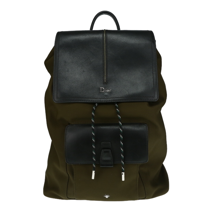 Sac à dos Dior  Motion en toile vert-kaki et cuir noir - Detail D2