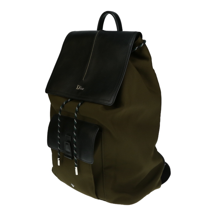 Mochila Dior  Motion en lona caqui y cuero negro - Detail D3
