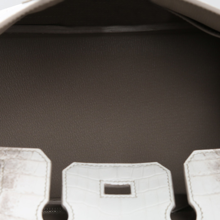 Borsa Hermès  Birkin 25 cm Himalaya in coccodrillo niloticus bianco - Detail D2