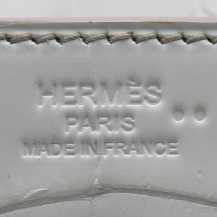 Hermès  Birkin 25 cm Himalaya handbag  in white niloticus crocodile - Detail D3