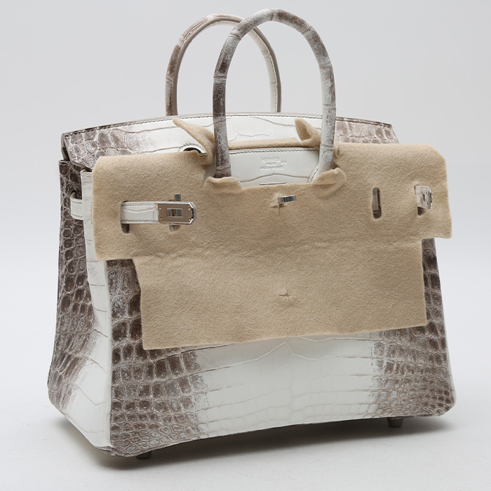 Hermès  Birkin 25 cm Himalaya handbag  in white niloticus crocodile - Detail D4