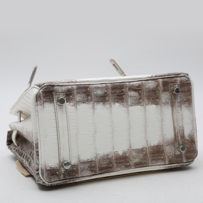 Sac à main Hermès  Birkin 25 cm Himalaya en crocodile niloticus blanc - Detail D5