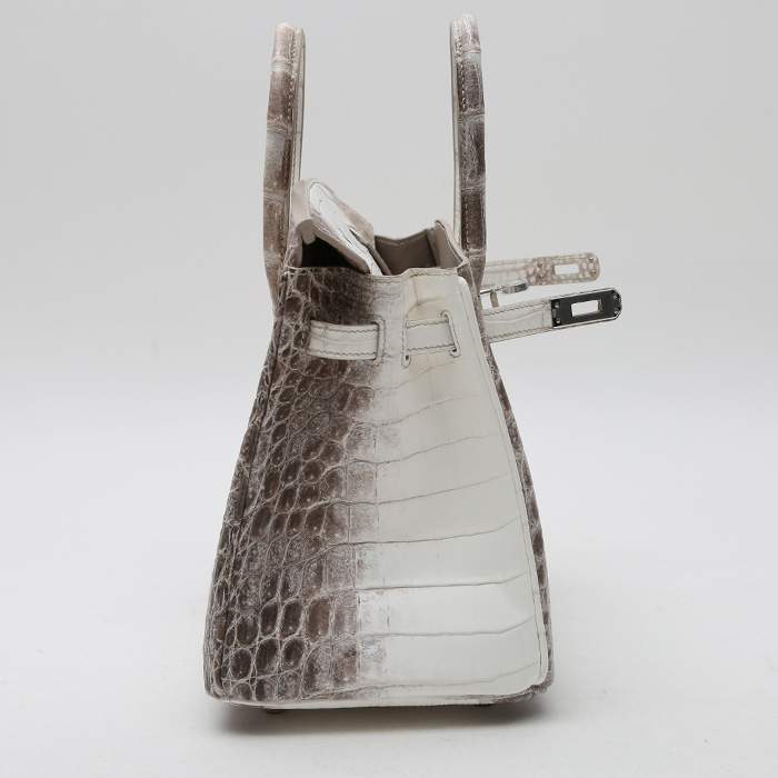 Bolso de mano Hermès  Birkin 25 cm Himalaya en cocodrilo niloticus blanco - Detail D6