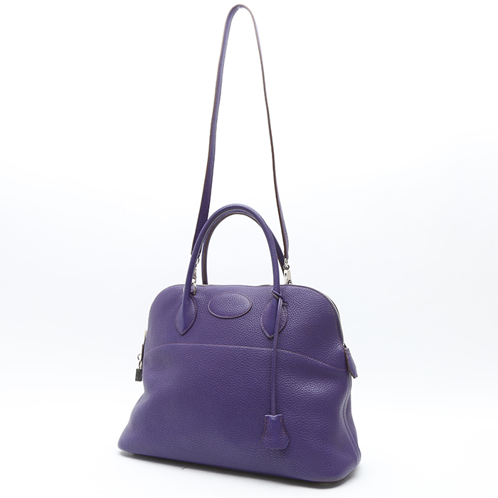 Borsa Hermès Bolide 35 cm in pelle togo viola Iris - Detail D8