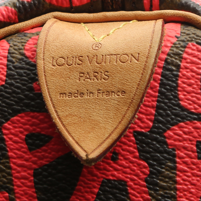 Louis Vuitton  Speedy Editions Limitées handbag  in brown and pink monogram canvas  and natural leather - Detail D3