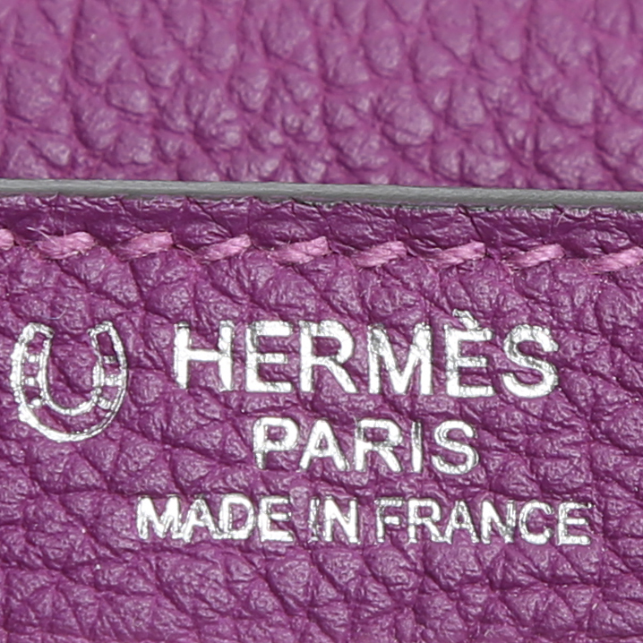 Borsa Hermès  Kelly 32 cm in pelle togo viola Anemone e grigia stagna - Detail D3