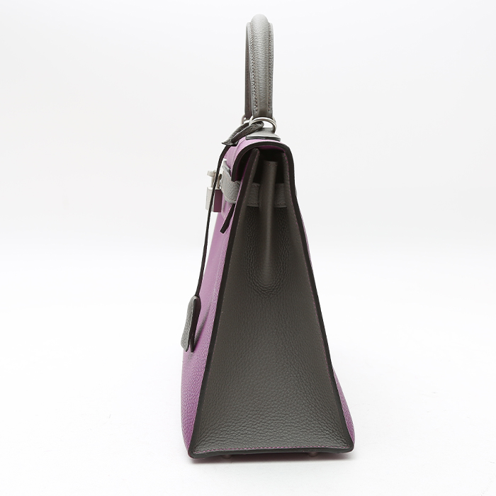 Borsa Hermès  Kelly 32 cm in pelle togo viola Anemone e grigia stagna - Detail D6