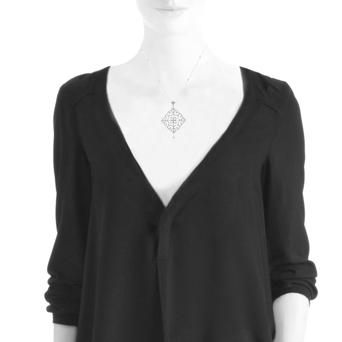 Messika Eden medium model necklace in white gold and diamonds - Detail D1