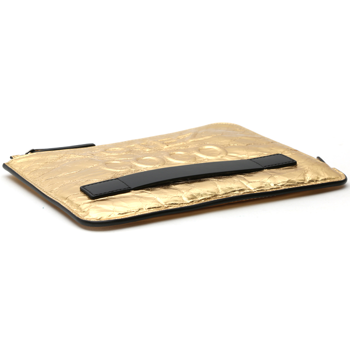 Chanel  Pochette pouch  in gold leather - Detail D4