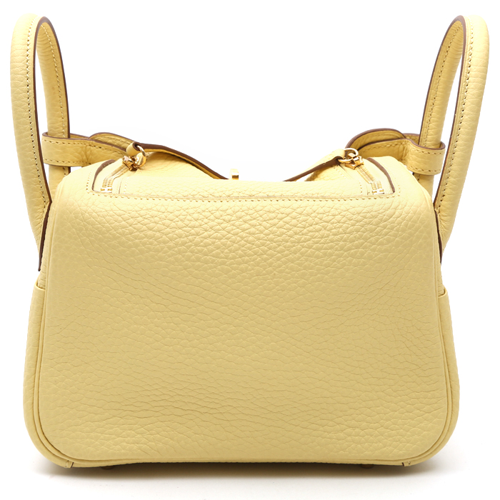 Borsa a tracolla Hermès  Lindy mini  in pelle togo Jaune Poussin - Detail D7