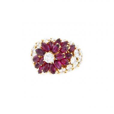 Bague Piaget  en or jaune, diamants et rubis
